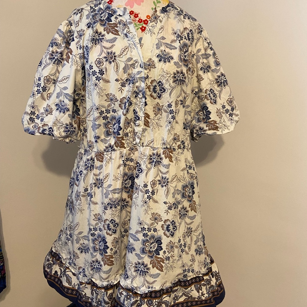 Joie Women's Dress with Blue and Brown Floral Pattern